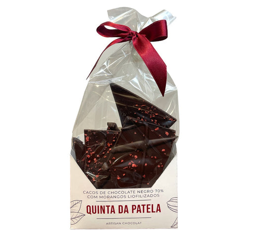 Cacos de Chocolate Negro 70% com Morangos Liofilizados Quinta da Patela